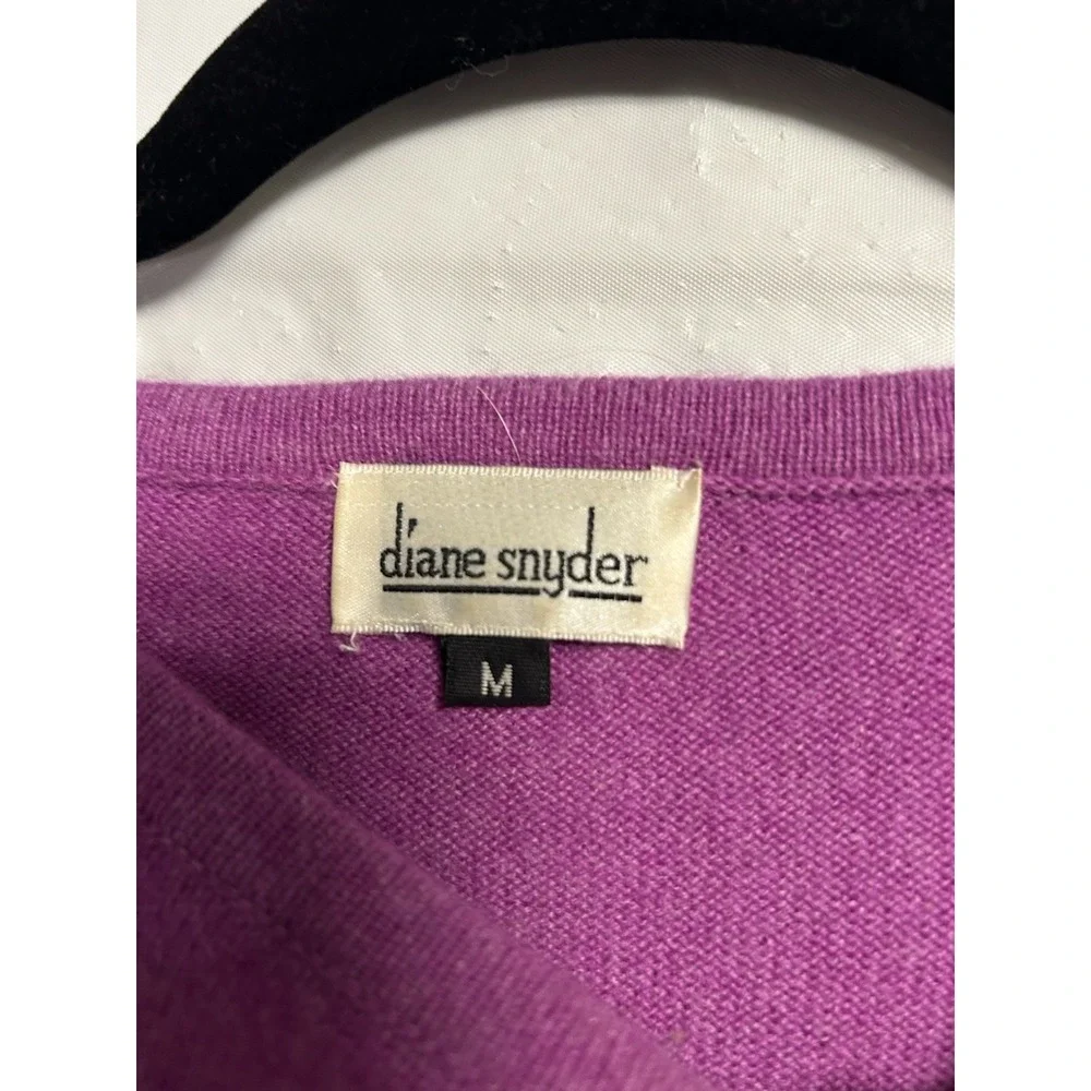 Diane Snyder Cashmere Sweater Womens Medium Purple Pullover Crewneck Preppy‎